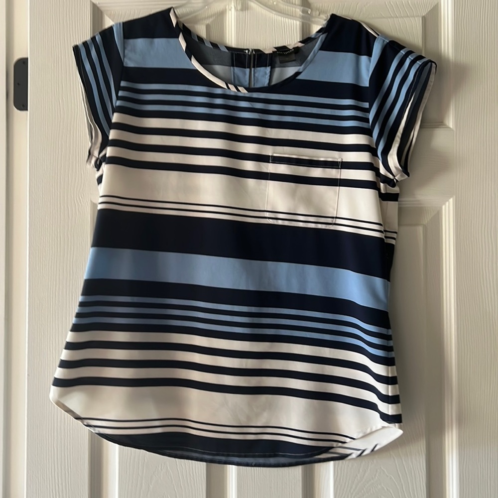 Women’s Blue Stripe Ann Taylor Top/Blouse, Size M
